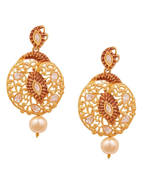 Lootkabazaar Antique Gold Plated Traditional Chandbali Earring For Women (JEGCB81803)